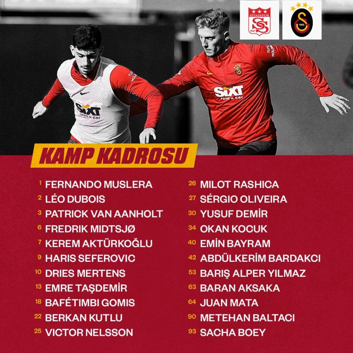 Galatasaray'ın Sivasspor maçı kamp kadrosu belli oldu